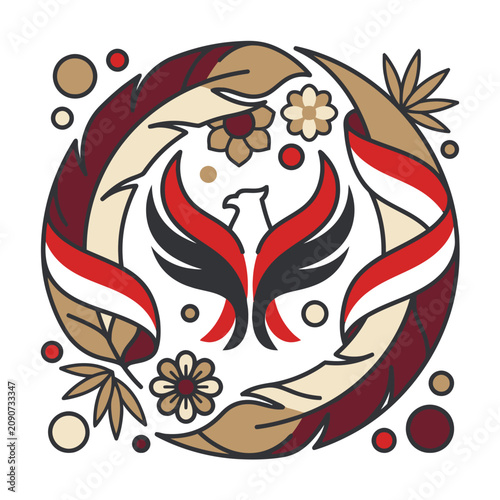 Eagle design with red and white colors for Indonesia Independence Day