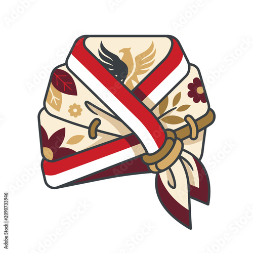 Scarf design featuring Indonesia Independence Day national motifs