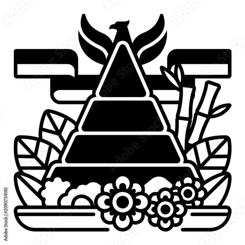 Traditional rice dishes pyramid illustration celebrating Indonesia Independence Day