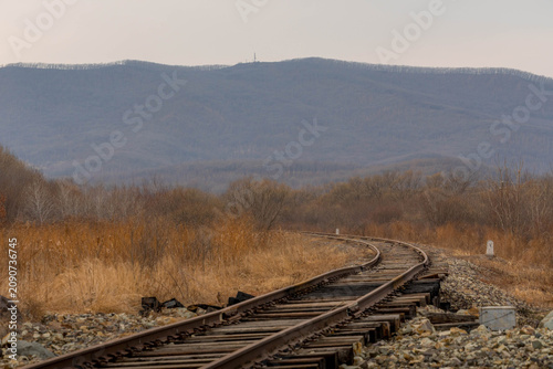 Foto Chinese Eastern Railway, a historic rail route between Russia and China, in Primorsky krai on the Russian-Chinese border