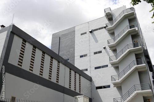 Gray building with fire exit stair