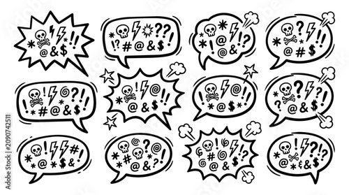 Comic Book Swearing Speech Bubbles Vector Illustration Set