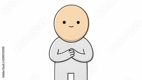 2D Animation of a Cute Character Wringing Hands in Anticipation or Nervousness