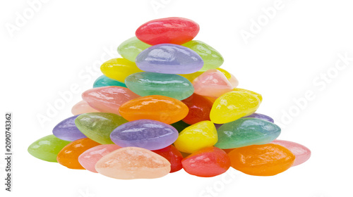 Photography Pile of colorful oval jelly beans, isolated on transparent background