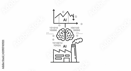 AI factory automation concept with brain, data, and graph
