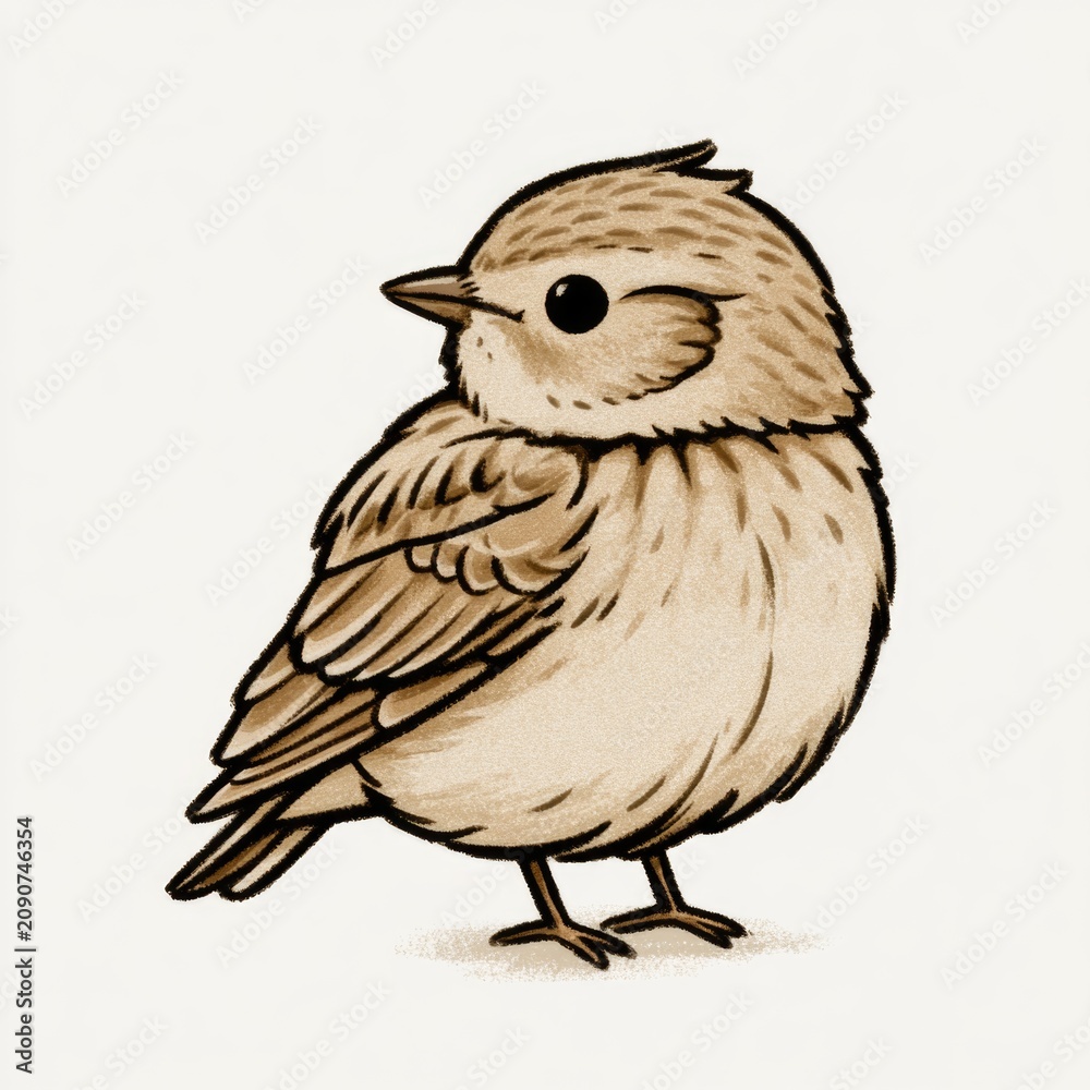 Obraz premium Cute calandra lark doodle illustration for children