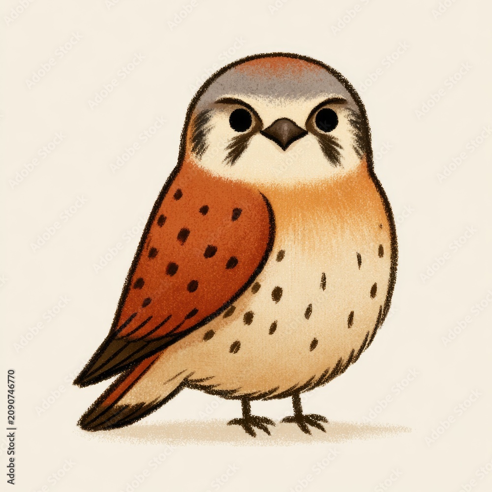 Obraz premium Cute common kestrel doodle illustration for children