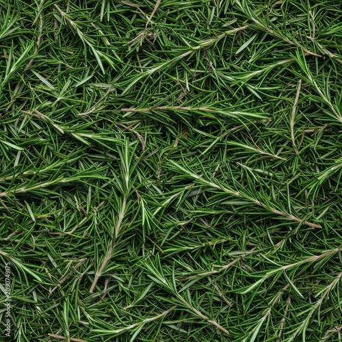 Dense pattern of fresh aromatic rosemary sprigs filling the frame, creating a natural green textured backdrop perfect for food or herbal themes ,dense ,flavor ,fragrance