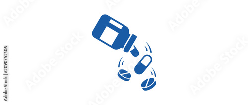 Bild auf Leinwand Medicine bottle pouring out pills and capsules