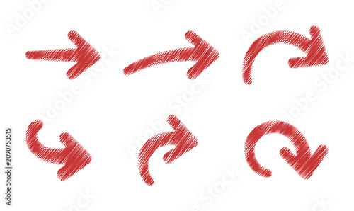 Tableau sur toile vector set of arrows sign (sketch shading lines - artwork 2)