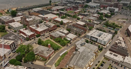Memphis Tennessee Aerial v51 flyover national civil rights museum along south main street towards downtown district capturing cityscape and mississippi river views - Shot with Mavic 3 Cine - May 2022
