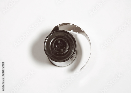 top view of a 35mm camera film roll 