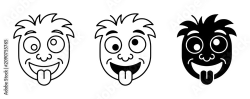 Konstfotografi Crazy Face Icons, Silly Expression Vector Graphics, Goofy Character Emoticons, H