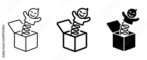 Fotografía Jack-in-the-Box Icons: Surprise Toy Vector Graphics, Playful Surprise Elements,