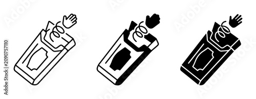 Cuadro en lienzo Surprise Box Icons, Spring Loaded Toy Hand, Fun Gift Reveal Vector Set