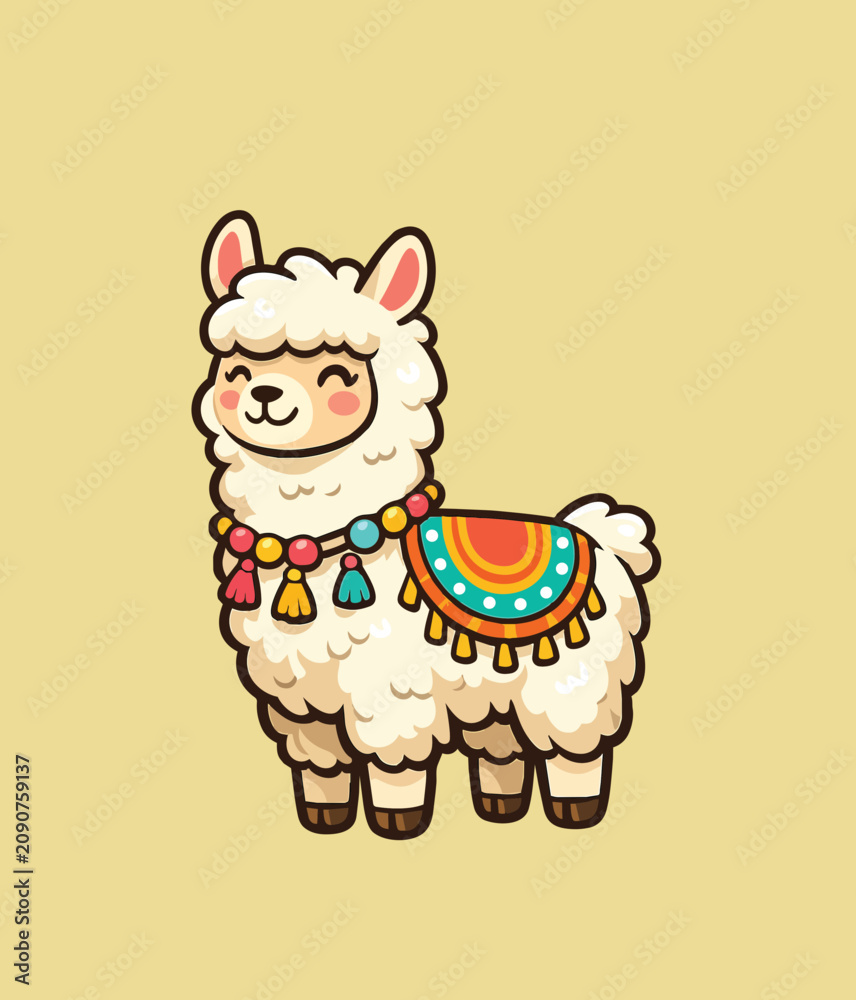 Fototapeta premium Cute Llama Alpaca Cartoon SVG Clipart