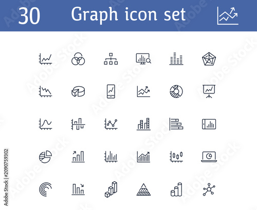 Data graph line icons set
