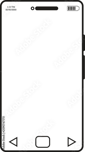 Black and white outline of a smartphone screen device technology