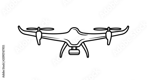 Modern Drone Quadcopter Line Art Icon - Aerial Photography Technology