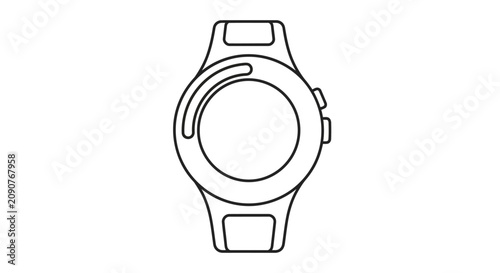 Modern Smartwatch Icon, Minimalist Line Art of Digital Watch