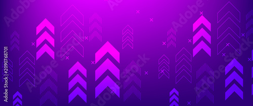 Abstract Purple and Pink Geometric Background with Upward Chevron Arrows, Modern Tech Gradient Pattern, Dynamic Vector Texture for Business Growth Banner, Poster, and Cover Design
