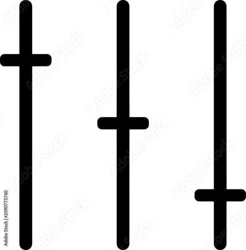 Audio mixer sliders flat outline icon for sound control, equalizer settings and music production