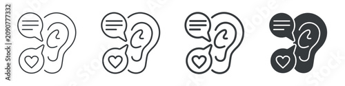Listening Different Icon Set Simple Style Collection 