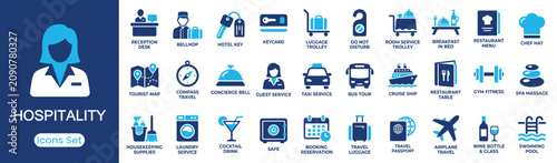 Quadro su tela Hospitality icon set