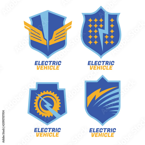 Electric Vehicle emblem or badge design set