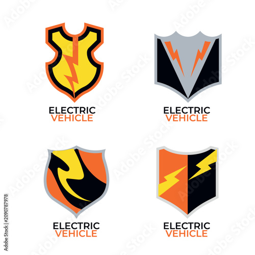 Electric Vehicle emblem or badge design set