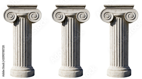 Quadro su tela Three Ionic Stone Columns with Fluted Shafts
