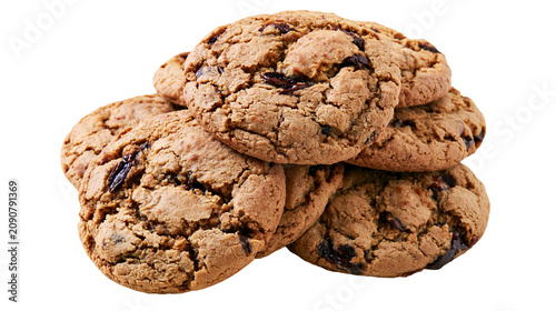 Stack of Chocolate Chip Cookies with Raisins