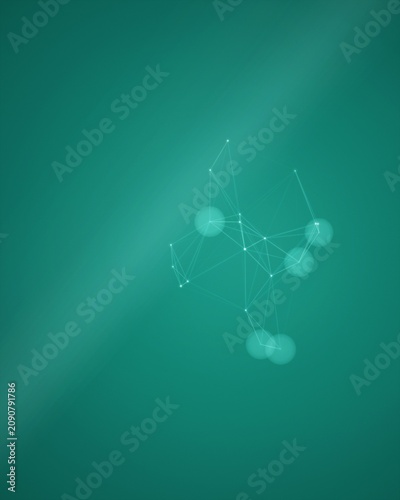 Fotografie Abstract network of points and lines on a teal background