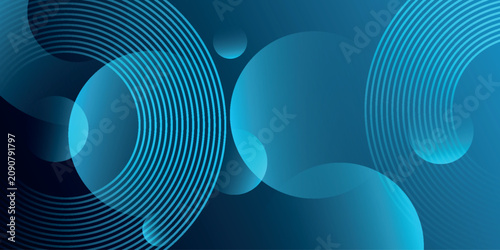 Tableau sur toile Abstract techno background with geometric shapes and glowing circular lines