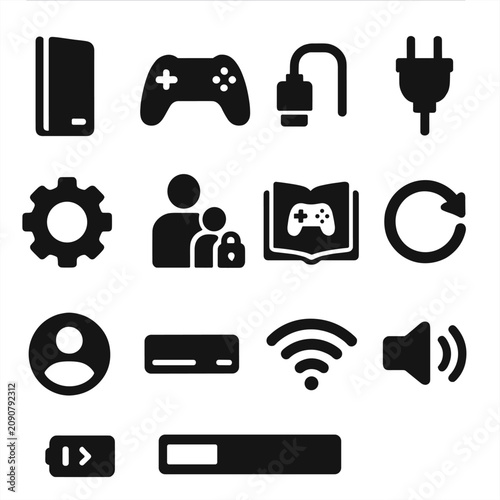 Icon console parental icons gaming badge vector update power controls cord game