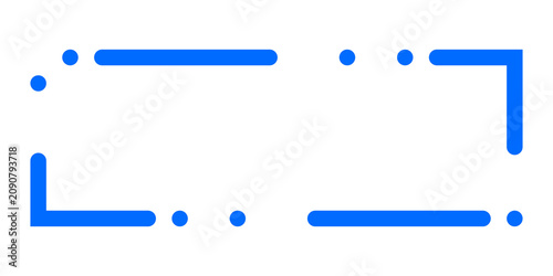Foto Blue rectangular frame composed of separate pixelated blocks on a white backgrou