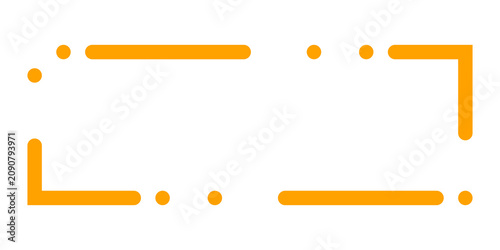 Fotografía Orange rectangular frame composed of separate pixelated blocks on a white backgr