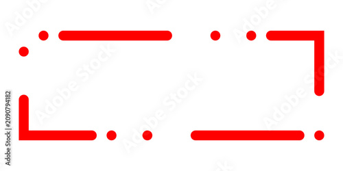Photos Red rectangular frame composed of separate pixelated blocks on a white backgroun