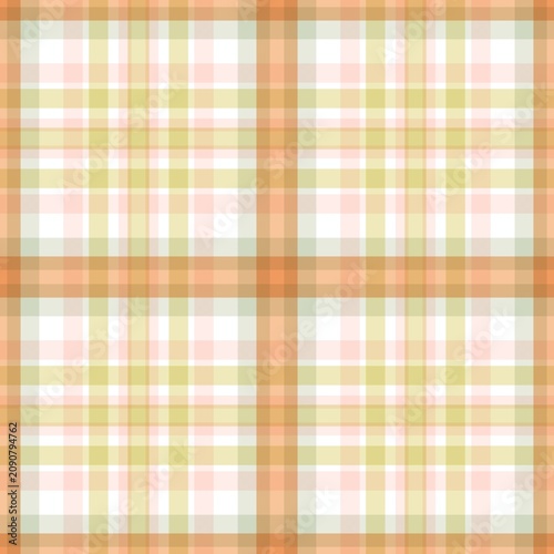 Seamless Pastel Plaid Pattern Background in Soft Pink and Orange