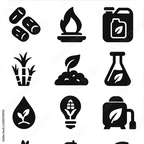 Uniform icon speech per cyrillic icons characters plant digestor bioenergy no grid