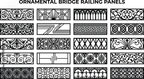 Konstfotografi Ornamental Bridge Railing Panels and Decorative Balustrade Patterns Silhouette V