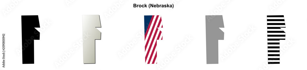 Fototapeta premium Brock (Nebraska) blank outline map set