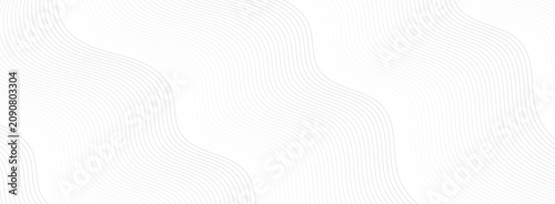 Abstract Subtle White and Light Gray Wave Pattern Banner – Minimalist Curved Lines Texture Background Vector for Tech Website Headers, Corporate Presentation Slides