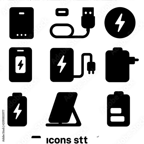 Charging status cable power case backup icons charge icon vector battery portable