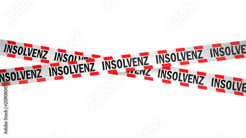 Absperrband mit Aufschrift Insolvenz isoliert auf transparentem Hintergrund	