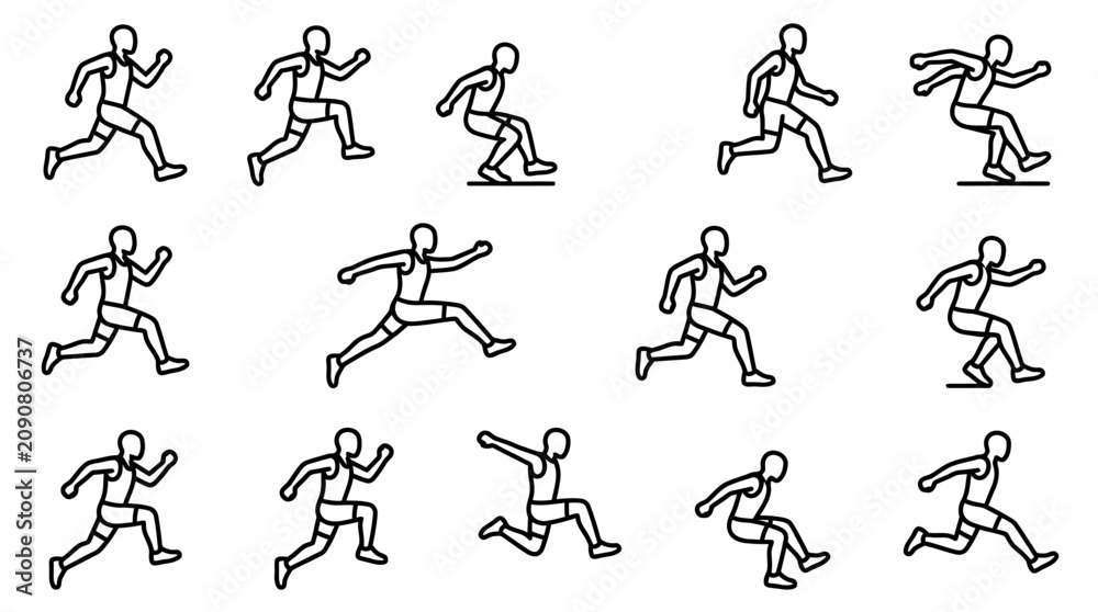 Fototapeta premium stick figures running in different poses 1.