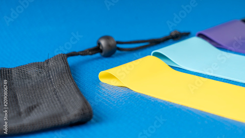 Bild auf Leinwand A set of colorful elastic fitness band