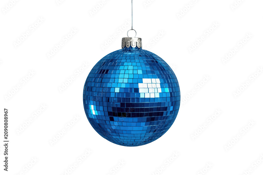Obraz premium Blue disco ball creating a festive atmosphere for parties and celebrations. Transparent background