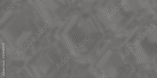 Abstract Gray Hexagon Pattern Mesh Texture With Subtle Dot Grid and Geometric Overlay