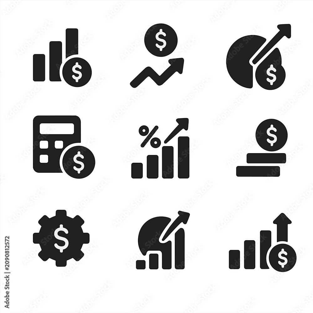 Fototapeta premium Icon index revenue vector assets financial profitability return net icons equity income